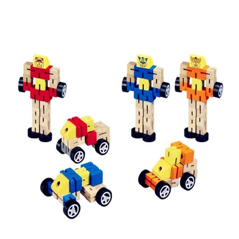 Montessori copilul Jucarii de Lemn masina de deformare robot Educativ pentru Copii de Învățare Timpurie Jocuri Amuzante Cadouri