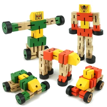 Montessori copilul Jucarii de Lemn masina de deformare robot Educativ pentru Copii de Învățare Timpurie Jocuri Amuzante Cadouri