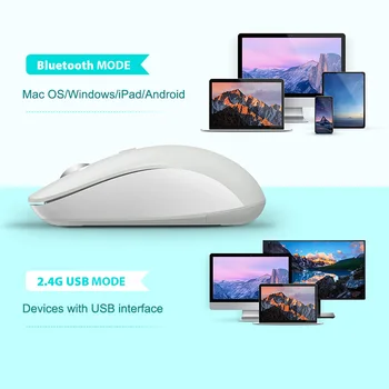 Bluetooth 5.0/3.0 + 2.4 GHz Wireless Mouse-ul Dual Mode 2 In 1 cu Acumulator Ergonomic Mouse-ul 1800 DPI pentru iPAD/Mac/Windows/Android