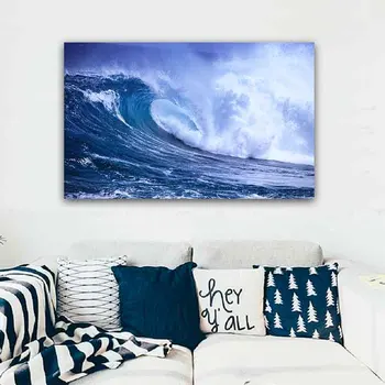 Pictura pe Perete peisaj marin Blue Ocean Valuri Imprimate Panza Pictura pentru Camera de zi de Perete Panza Imagini de Artă Fara Rama