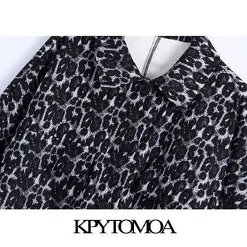 KPYTOMOA Femei 2020 Moda Supradimensionate Leopard de Imprimare Asimetrice Haina Jacheta Vintage Maneca Lunga Buzunar de sex Feminin de Îmbrăcăminte exterioară Topuri Chic
