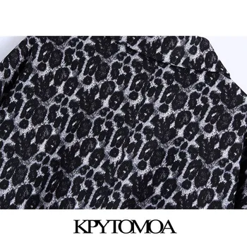 KPYTOMOA Femei 2020 Moda Supradimensionate Leopard de Imprimare Asimetrice Haina Jacheta Vintage Maneca Lunga Buzunar de sex Feminin de Îmbrăcăminte exterioară Topuri Chic