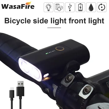 USB Biciclete Lumina Farurilor 2*XPG LED Biciclete Fața farului 4 Moduri de Siguranță de Echitatie Bicicleta Lanterna Cu Baza de Montare