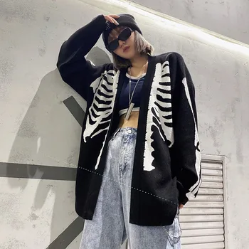 KAPITAL Cardigan Schelet Jacheta Barbati Femei Retro Strat de Streetwear de Înaltă Calitate Full Os de Imprimare KAPITAL Jachete Stil Japonia