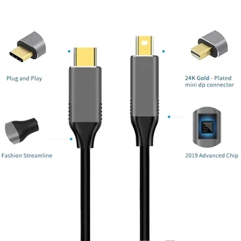 USB 3.1 de Tip C la Mini DisplayPort Cablu DP 4K 60HZ HDTV Converter Adaptor pentru Macbook HuaWei Mate 10 Sansung S8