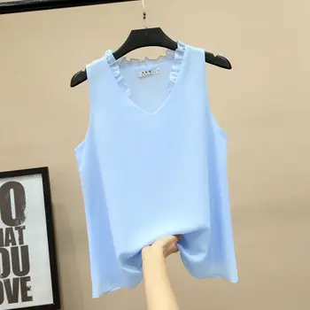 Bluze pentru femei 2020 Nou fără Mâneci Sexy V-neck Shirt pentru Femei Șifon Bluza Casual de Vara Plus Dimensiune 5XL blusa feminina