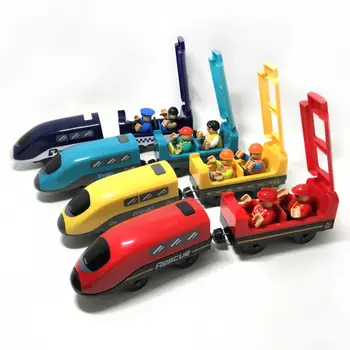 Noua Jucărie a Urmări Patru culori Tren Electric Copii Cale de Jucărie, cu Cutie Electrică Tren Magnetic Compatibil cu BRIO cale de Lemn