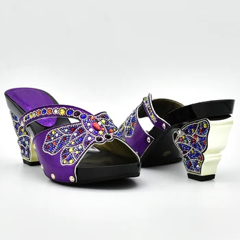 Culoare violet African de Potrivire Pantofi si Genti italiene La Femei Italian de Pantofi și Genți de mână Pentru a se Potrivi Pantofi cu Sac Set cu Stras
