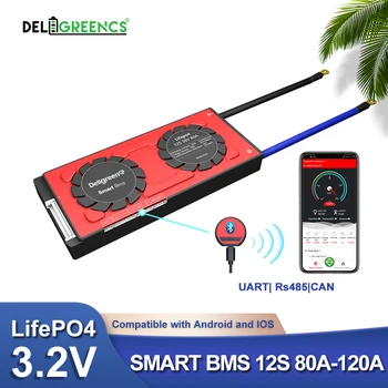 12S 80A 100A 120A UART Inteligente BMS 485 modbus conexiune Bluetooth control al ecranului LCD pentru 12S 36V Baterie LiFePO4 EV RV Scuter