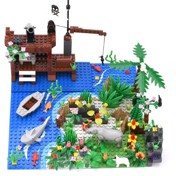 Piratii Animale Cifre MOC Blocuri Grădină Copac Animal Cărămizi Nave Pirati Jucarii Pentru Copii Pirati Filme Figura Kit