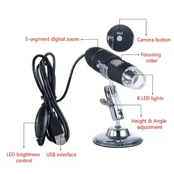 1600X USB Microscop Digital Camera Endoscop 8LED Lupa cu rezista Adult copii de Învățământ Instrumente de observare oglindă 93