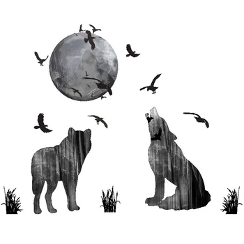 DIY Animale de Pădure Luna Păsări Lup Autocolante de Perete de Vinil Hârtie Postere pentru Copii, Camere de Decor Detașabil de Artă Murală Filme