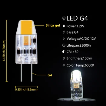 Super Candelabru Strălucitor G4 1.2 W Siliciu Gel 12V COB 5pcs Lampă cu Led-uri Lumina