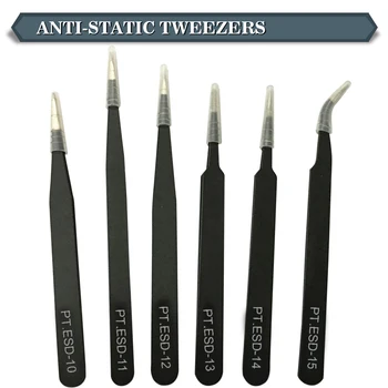 6Pcs Anti-static Pensete din Oțel Inoxidabil Set Industriale Non-magnetice de Precizie a Subliniat Cot Machiaj Telefon Instrumente de Reparare