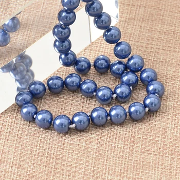Colier bijuterii 36 inch pe DIY Albastru Inchis 8mm Dimensiune Pentru Timp de Perle Imitație de Perle Shell Colier Face Pentru Femei Doamnelor H858