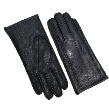 Mănuși de piele de căprioară femei subțire de lână garnitură de mână-cusute toamnă caldă în aer liber, de călătorie negru doamnelor de conducere mănuși din piele 9381