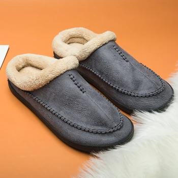 Nouă Bărbați Papuci De Iarna De Dimensiuni Mari 4950 Confort Cald Papuci De Casă Pentru Bărbați Antiderapante Scurt De Pluș Acasă Papuci Moi De Alunecare Pe Pantofi Pentru Bărbați