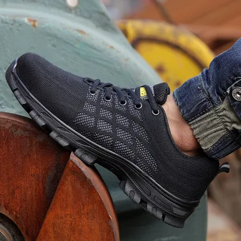 Bărbați moda respirabil pantofi de lucru șantier lucrător pantofi bombeu metalic cizme de siguranță de securitate zapatos hombre de protecție