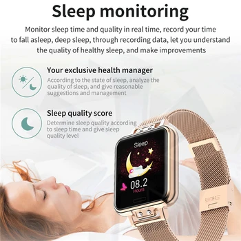 LIGE Moda Ceas Inteligent Femei Aliaj de Oțel Inoxidabil rezistent la apa Doamnelor smartwatch Android ios Heart Rate Monitor de Presiune sanguina
