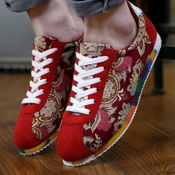 Moda piele de Căprioară Pantofi sport Barbati Lightwight Hiphop Barbati Pantofi de Jogging Flori de Imprimare Broderie Pantofi din China încăltăminte într-Homme