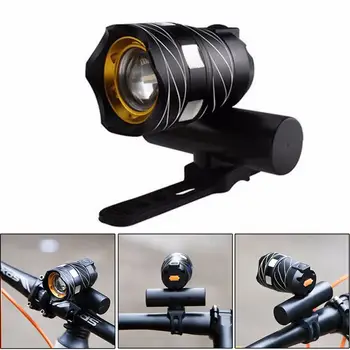 Față de bicicletă 300LM Lumina T6 LED-uri Lampa de Avertizare Lanterna Far cu Cablu USB Reîncărcabilă