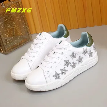 FMZXG Femei Pantofi Casual Alunecare Pe Pantofi Pentru Femei Balerini din Piele Bling Femeie Brand de Lux 2018 Designeri de Pantofi Platforma 9473