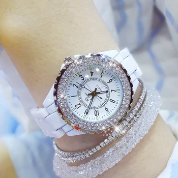 2019 Cristal de Lux Ceasuri de mana Femei Albe Ceramice Doamnelor Cuarț Moda pentru Femei Ceasuri Doamnelor ceasuri pentru Femei