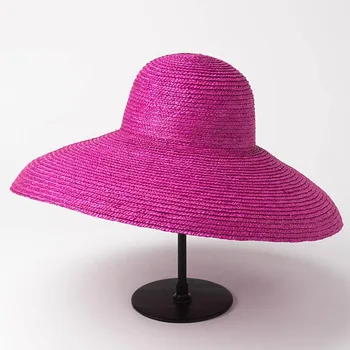 Femeile Naturale Margine Largă Pălărie de Paie de Grâu Royal Ascot Derby Mare Refuz de Pălărie de Soare Pălării DIY Meșteșug Pălărie de Paie pe Bază de Plajă de Vară pălărie 9495