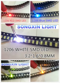 (3000 piese/lot) 1206 SMD Alb Roșu Verde Albastru Galben 600pcs fiecare Super-Luminos 1206 SMD LED Diode Pachet Kit 9512