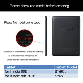 PU Piele Model Caz Pentru Kindle 2016 8-a Generație Ultra Slim Funda pentru kindle 558 Caz wite Auto de Somn si se Trezesc Acoperi