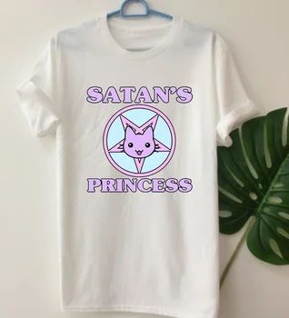 Sunfiz YF Satans Prințesă Drăguț Fată de Imprimare Tricou Femei Maneci Scurte din Bumbac Satana Gotic Tee Topuri Tumblr Street Style Tees