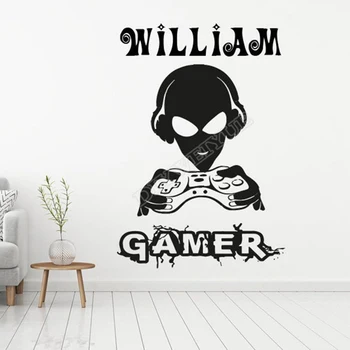 Joc Gamer perete decal Vinil Controler de Joc video game Boy Nume Personalizate decalcomanii de perete Pentru Dormitor Copii Decor Mural Z771