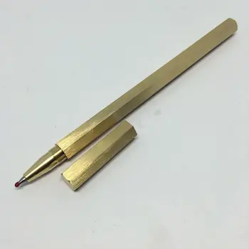 1 buc Manual de Alamă Pix Solid Portabil de Buzunar Cupru Semnătură de Pix Tactic Pen autoapărare EDC cu Șase Arrise Instrument de Scris