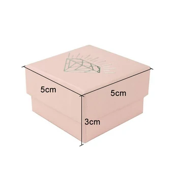 100buc/Mulțime de Bijuterii Roz Inel Cercei de Afișare de Ambalare Moda Inel de Culoare Solidă Cutie de Bijuterii Organizatorul 5*5*3 cm (LOGO-ul PERSONALIZAT