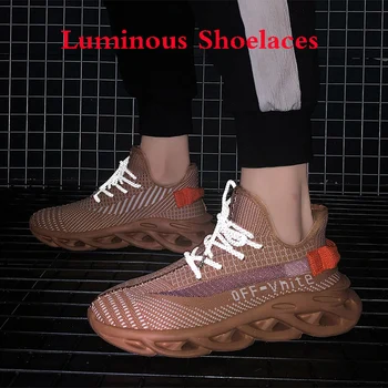 Noua Moda Barbati Cauzalitate Plasă Luminat Pantofi Ușoare Încălțăminte Sport Fly-țesute Adidasi Unisex Respirabil Luminos Antrenor Pantofi