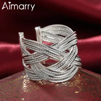 Aimarry Argint 925 Reglabil Deschide Țese Inel Pentru Femei Charm Cadou Petrecere De Logodnă De Mireasa Moda Bijuterii