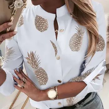 Nou Stil de Stradă port Popular Doamnelor Bluza Femei de Top de Moda pentru Femei cu Maneci Lungi Ananas Imprimate Bluza Tricou Top Tricou Casual