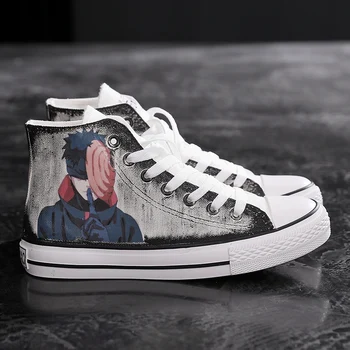 Naruto Anime Pantofi pictată de Mână și pantofi de panza Kakashi Uchiha Peng Tobi Pereche de pantofi Potrivite pentru băieți și fete