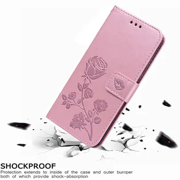 De lux Piele Flip Book case pentru Huawei Honor 10 Lite Premium Vedere 10 V10 10i Floare Trandafir Suport Portofel Caz Acoperire Telefon Sac