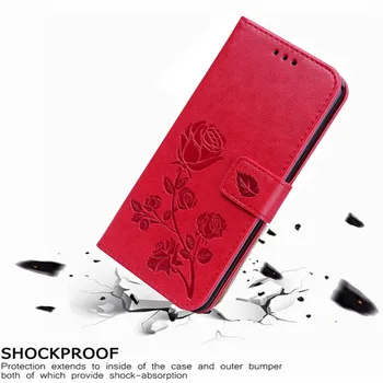 De lux Piele Flip Book case pentru Huawei Honor 10 Lite Premium Vedere 10 V10 10i Floare Trandafir Suport Portofel Caz Acoperire Telefon Sac