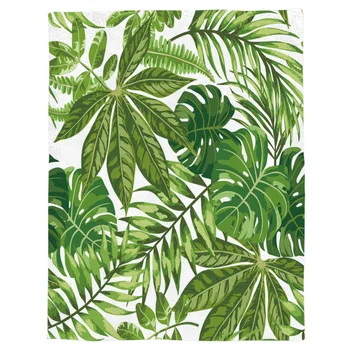 Tropicale cu Frunze Verzi de Plante Tipărite Pătură Flanel Moale Arunca Pătură Mașină de spălat Pături pentru Paturi Personalizate de Călătorie