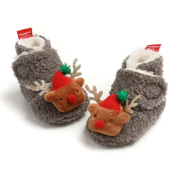 Pantofi pentru copii Nou-născut Fete Papuceii Moi Formatori Caldă de Crăciun Toddler Boys Baby Pantofi Casual 0-18MS29