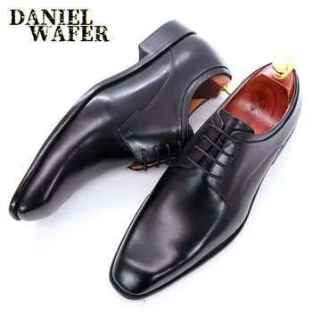 Barbati Oxford, Derby din Piele Pantofi Maro Negru Stil Clasic Toată Taie Dantelă sus Formale Pantofi de Mireasa Rochie de Birou Pantofi pentru Bărbați
