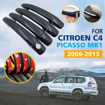 Culoare negru de Carbon, Fibra de Mânerul Ușii Capacului Ornamental pentru Citroen C4 MK1 Picasso 2004~2013 Accesorii Auto Autocolante Styling 2005 2006
