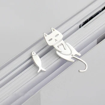 2 buc Moda Asimetrie Argint 925 Cercei Stud Animal Pește Pisică Cercei Stud Pentru Femei Personalitate Cadouri Bijuterii