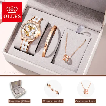 OLEVS Brand de Top Femei Mecanice Ceas de Moda Elveția Brand de Lux Doamnelor Încheietura Ceas Automatic Designer de Cadou Pentru Femei 983