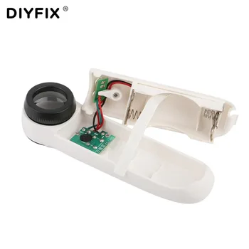 DIYFIX 2 LED-uri de Lumină Portabile de Citire cu Lupă Lupă Optic 40X Lupă de Sticlă Mâner Ergonomic(Bateriile nu sunt incluse)