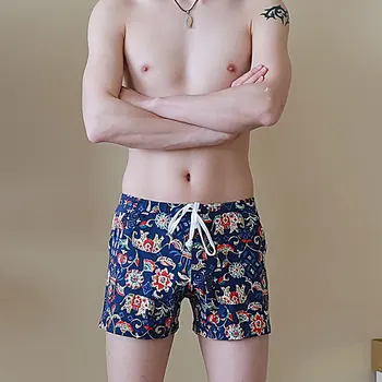 Bărbați Boxeri Pantaloni Scurti Casual De Bumbac Somn Chiloți De Calitate Carouri Liber Confortabil Homewear De Desene Animate De Imprimare Chilotei