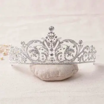 Noi Clar Nunta Mireasa Cristal Coroane Tiara Printesa Regina Concurs De Bal Stras Voal, Tiara Cu Bandă De Susținere Nunta, Accesoriu De Păr