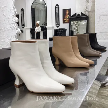Mici Square Toe Glezna Cizme Din Piele Cu Toc Ghete De Iarna Designer De Pantofi De Înaltă Calitate Femei